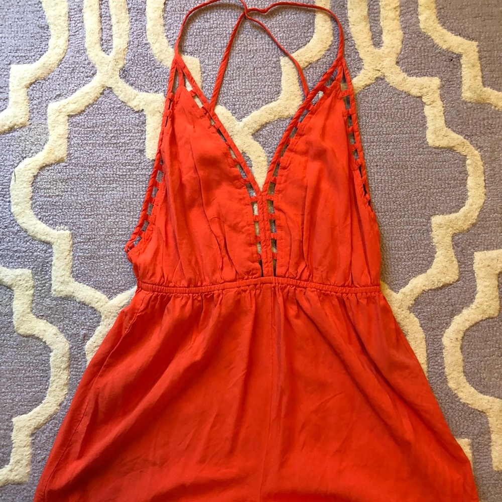 Red/orange backless romper